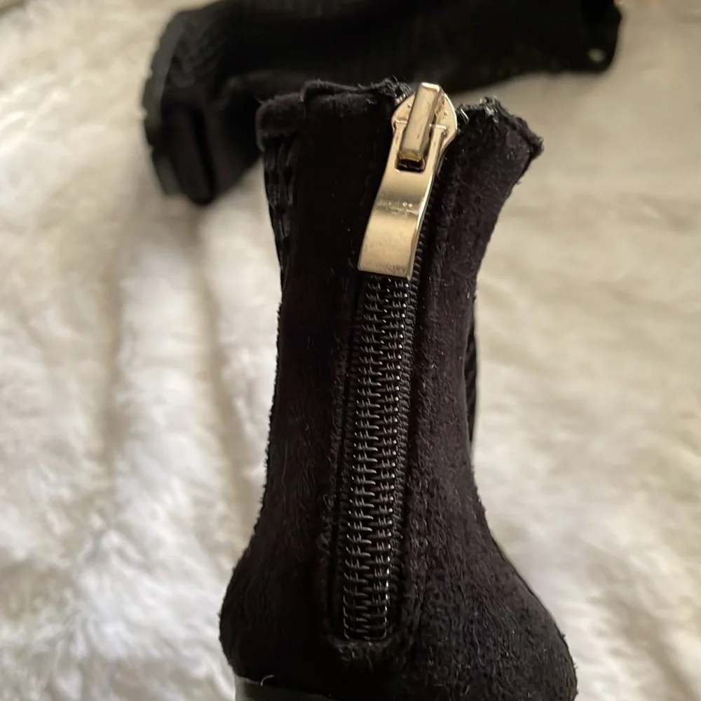 Bebe Black Mesh Peep Toe Bootie Size 6